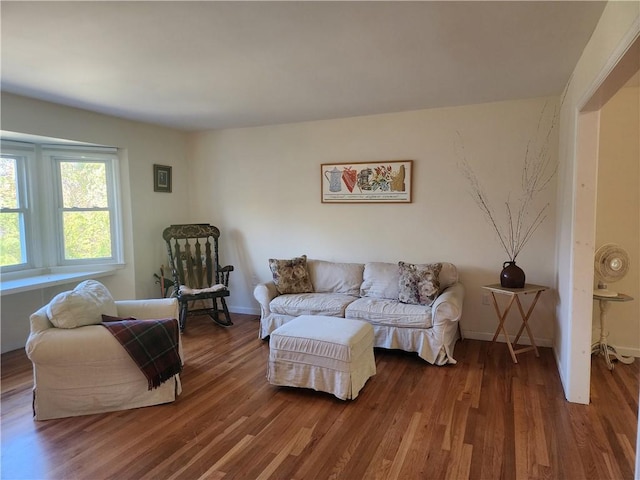 living room with hardwood / wood-style flooring