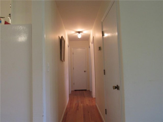 hallway with light hardwood / wood-style flooring