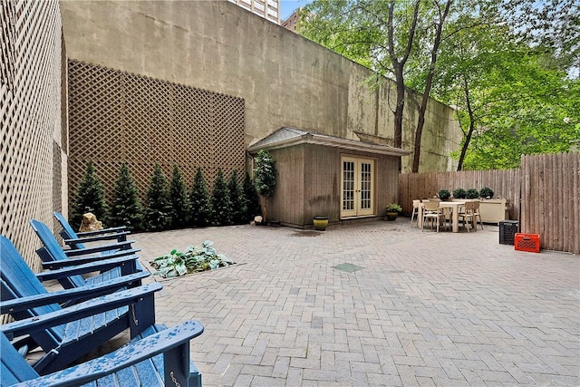 view of patio / terrace featuring french doors