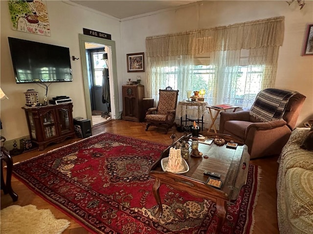 71 High St, Monticello, NY 12701 - living area with plenty of natural light and ornamental molding