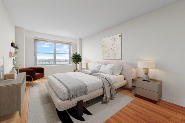 bedroom featuring light hardwood / wood-style flooring