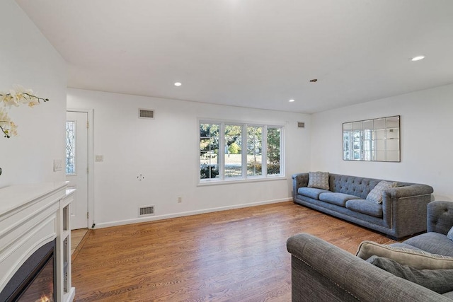 living room featuring light hardwood / wood-style flooring