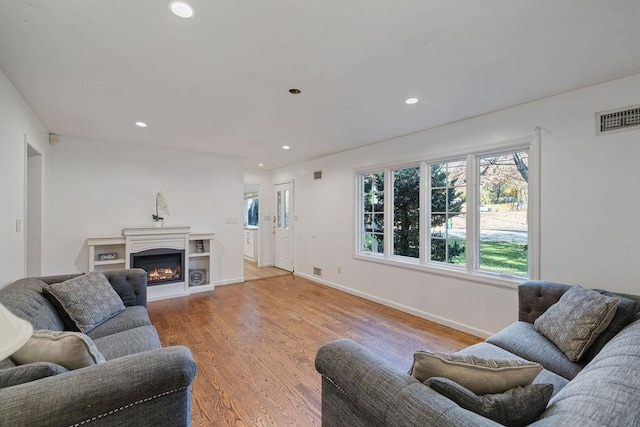 living room featuring light wood-type flooring