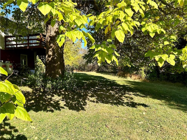 view of yard with a deck