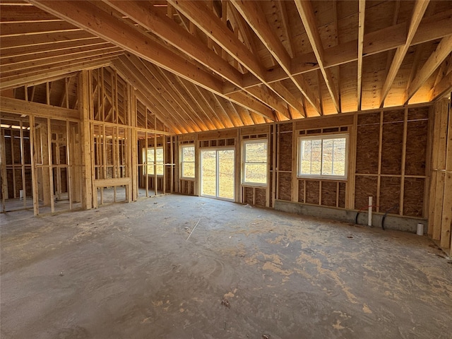 misc room with high vaulted ceiling