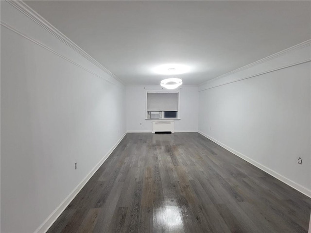 245BRONXRIVERRD Bronx River Rd Unit 3E, Yonkers, NY 10704 - unfurnished living room featuring dark wood-style flooring, crown molding, and baseboards