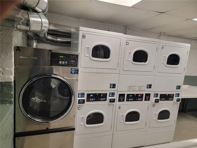 245BRONXRIVERRD Bronx River Rd Unit 3E, Yonkers, NY 10704 - shared laundry room featuring estacked washer and dryer and washing machine and clothes dryer