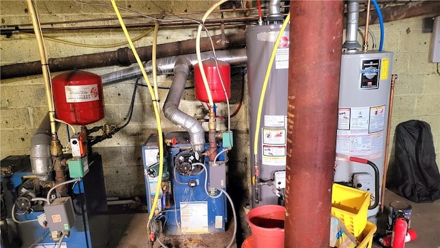 utility room with water heater