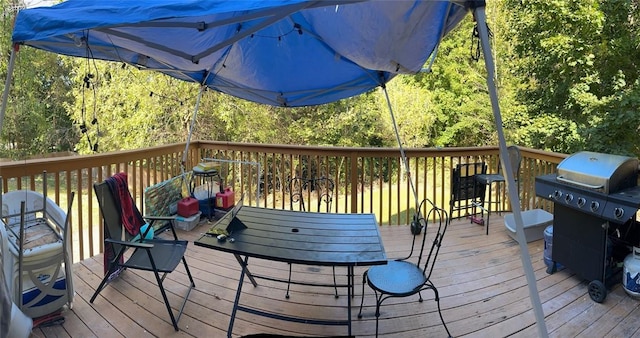 wooden terrace featuring area for grilling