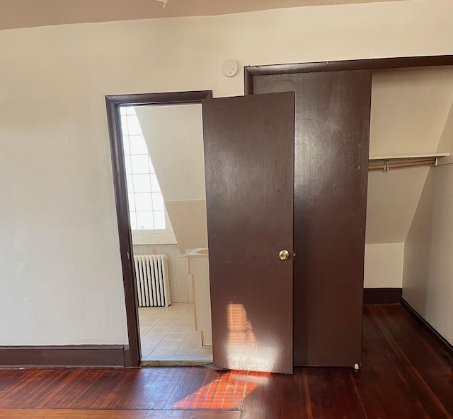 closet with radiator heating unit