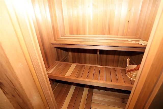 view of sauna / steam room featuring wood-type flooring