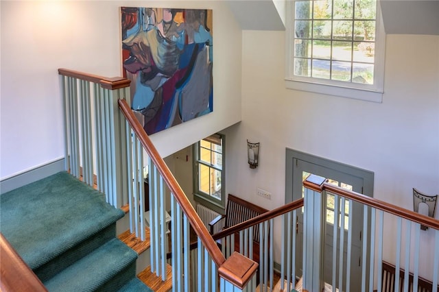 stairway with a wealth of natural light