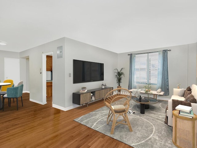 living room with wood-type flooring