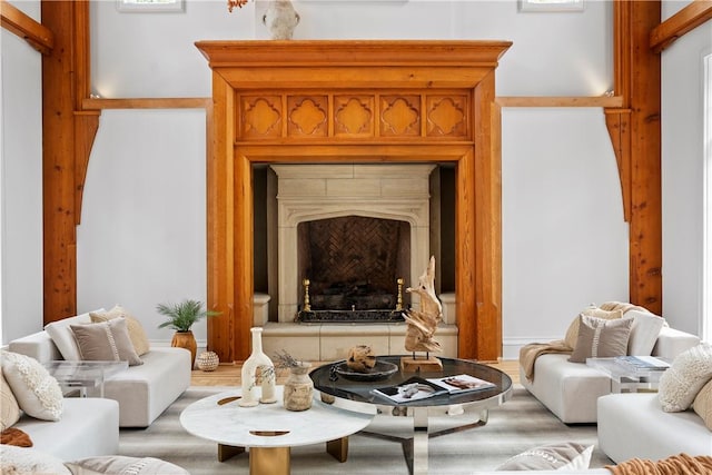 living room featuring light hardwood / wood-style flooring