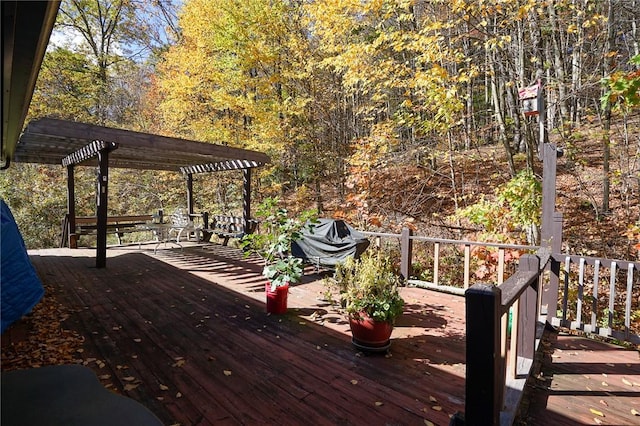 wooden deck with a pergola