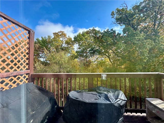 wooden terrace with grilling area