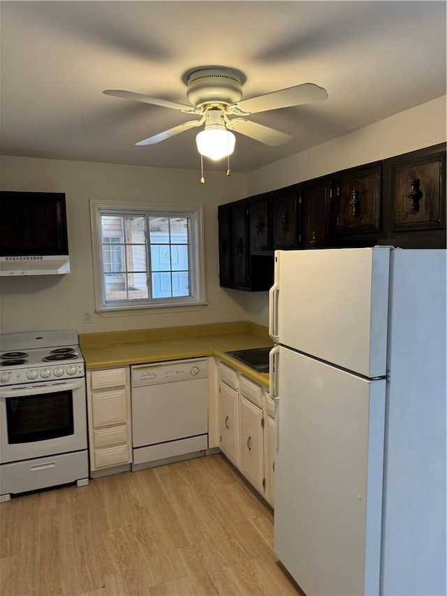 interior space featuring ceiling fan and wood walls