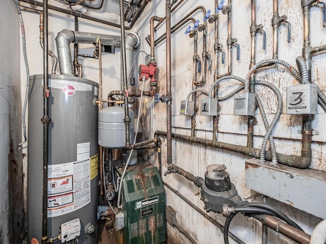 utility room featuring gas water heater