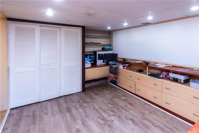 office area with light wood-type flooring