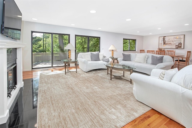7 High Point Cir, Chappaqua, NY 10514 - living area with recessed lighting and a glass covered fireplace