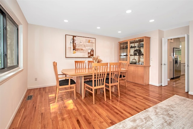 7 High Point Cir, Chappaqua, NY 10514 - dining space with light wood finished floors, baseboards, and recessed lighting