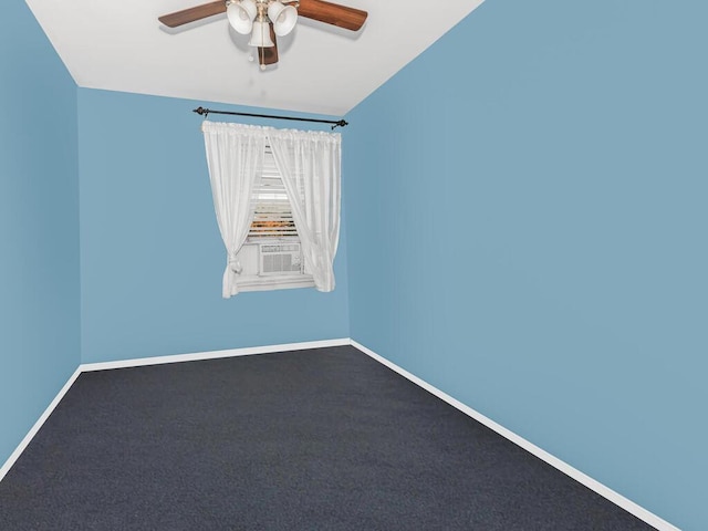 carpeted spare room with ceiling fan and cooling unit