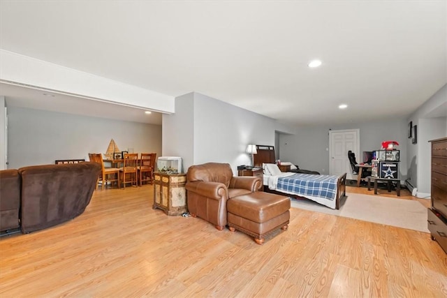 bedroom with light wood-type flooring