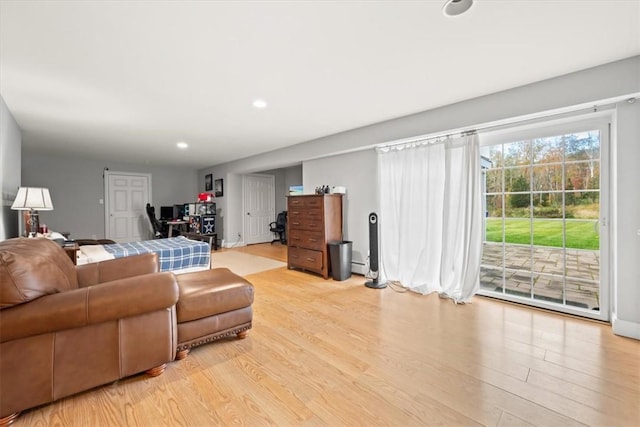 living room featuring light hardwood / wood-style flooring