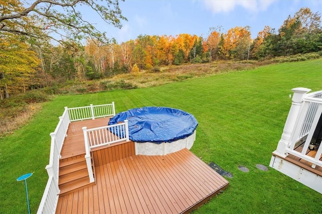 view of yard featuring a wooden deck