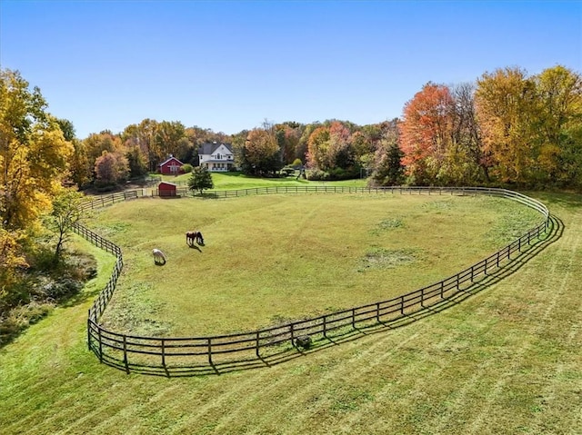 view of yard with a rural view