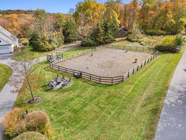 drone / aerial view with a rural view