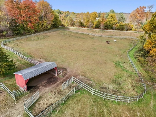 aerial view with a rural view