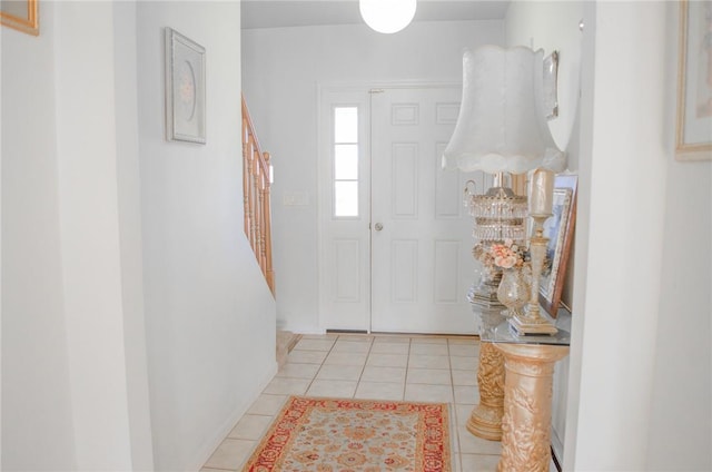 126 Canterbury, Saugerties, NY 12477 - foyer featuring stairs, light tile patterned floors, and baseboards
