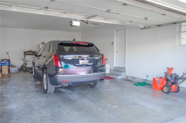 garage with a garage door opener