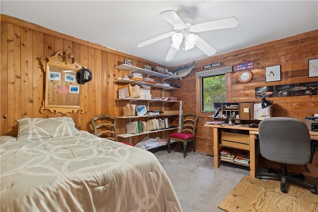 356 Nimham Rd, Carmel, NY 10512 - bedroom featuring wooden walls, carpet, and a desk