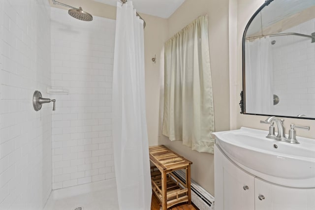 bathroom with vanity and walk in shower