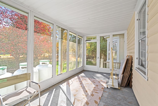 view of unfurnished sunroom