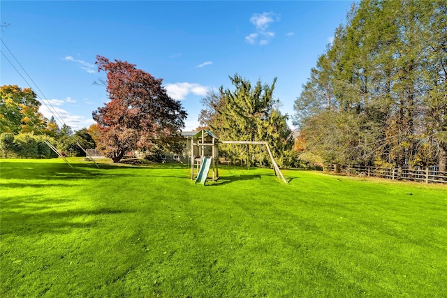 view of yard featuring a playground