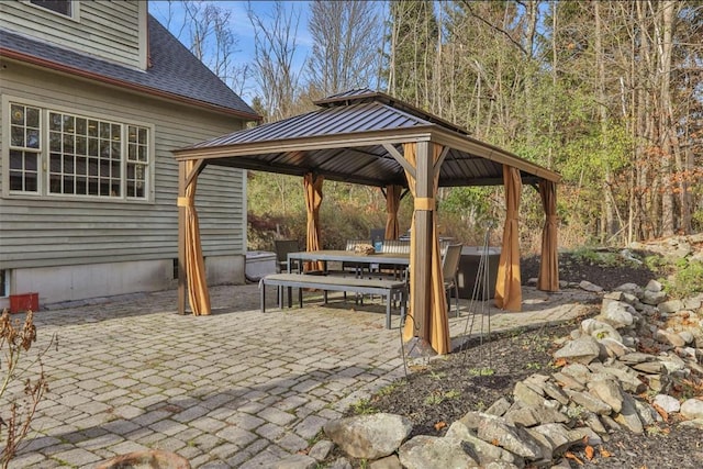 view of patio featuring a gazebo