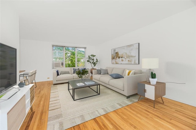 living room with light wood-type flooring