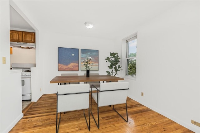 dining space with hardwood / wood-style floors