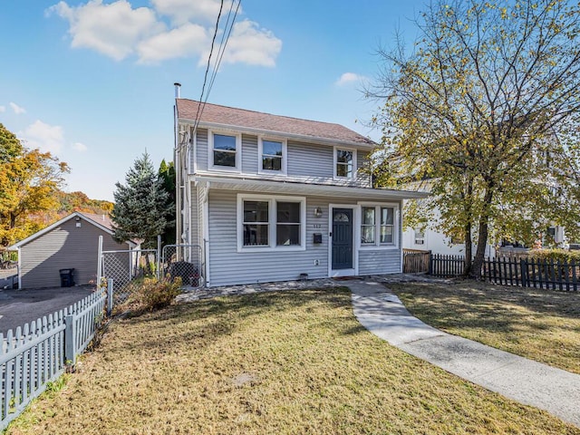 view of front of home with a front yard