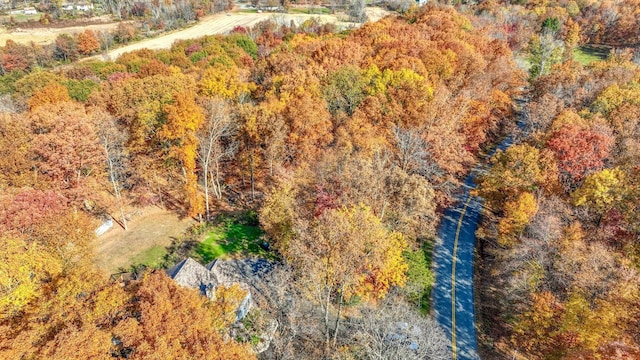 aerial view with a wooded view