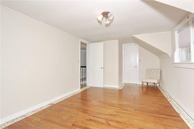 additional living space featuring light wood-type flooring