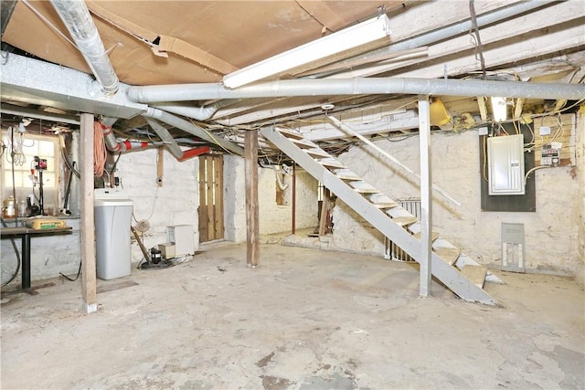 basement with electric panel