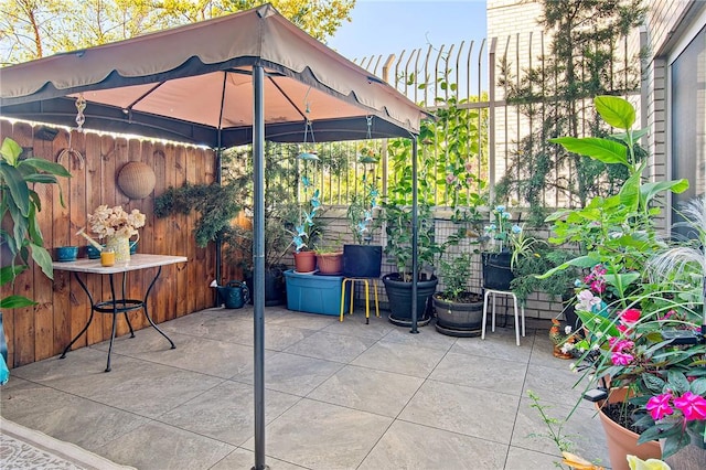 view of patio featuring a gazebo