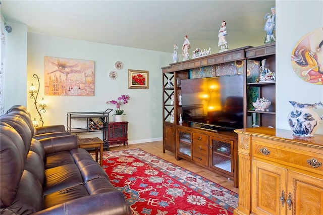 living room with light hardwood / wood-style floors