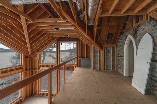 view of unfinished attic