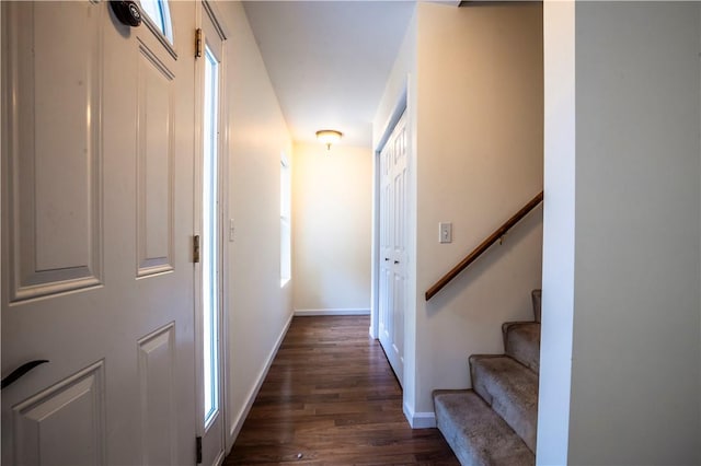 hall featuring dark hardwood / wood-style flooring