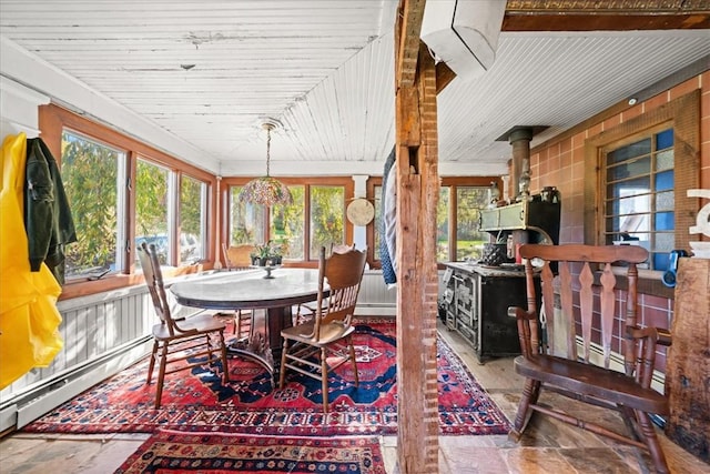 sunroom with baseboard heating